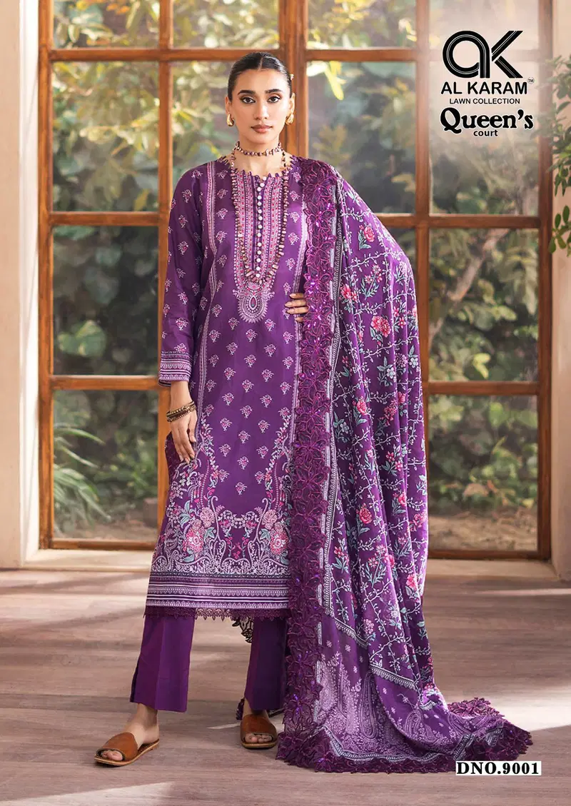 Queens Court Vol 9 By Al Karam Cambric Cotton Dress Material Suppliers In India